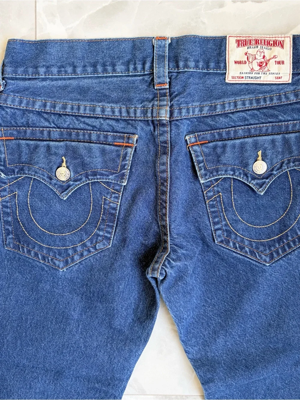 True Religion World Tour Section Straight Jeans Men’s 33 Blue Flap Pocket USA